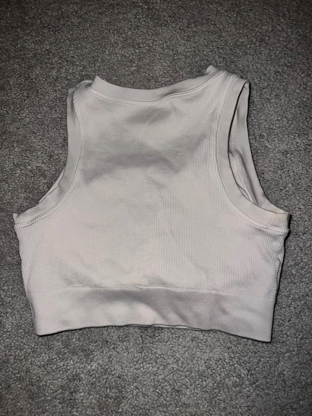 Pro- Fit White Ribbed Crop Tank - Picture 2 of 3